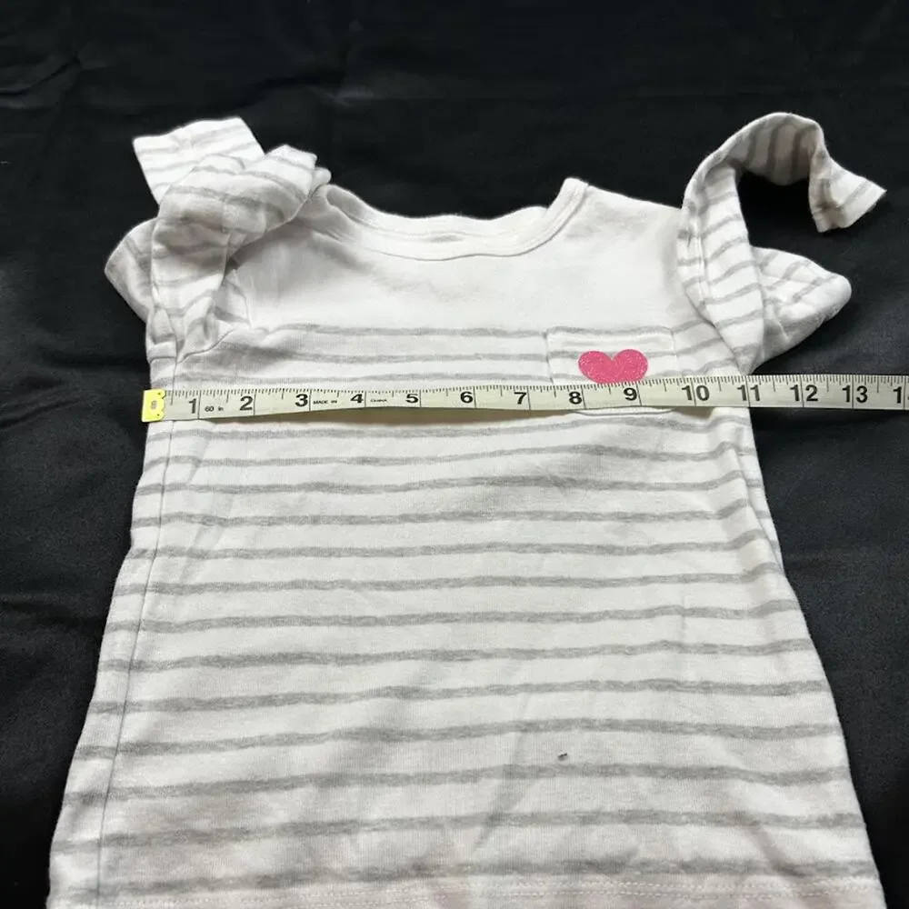Carter’s‎ Girls Shirt 4T White Grey Pink Long Sleeve EUC